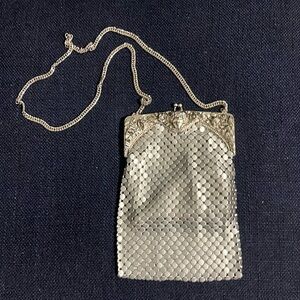Silver mess evening shoulder bag